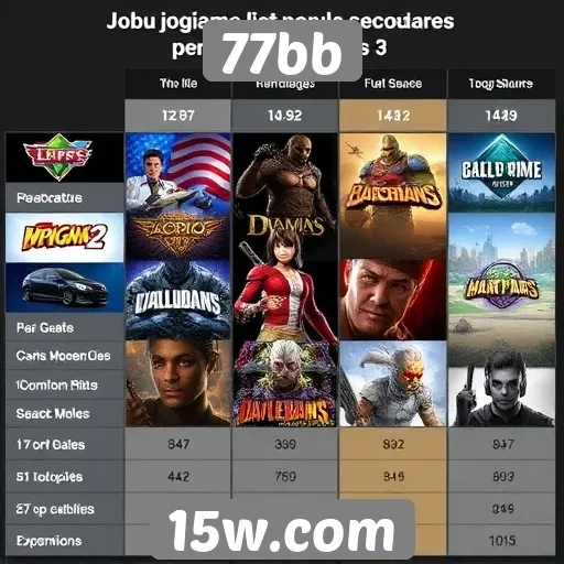 Comparativo de jogos populares disponíveis em 77bb